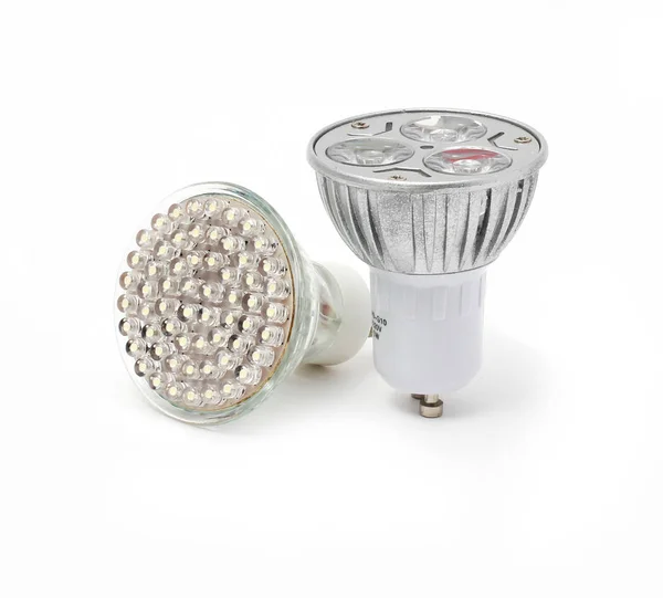 Led lambalar, şerit ve beyaz arka plan üzerinde spot