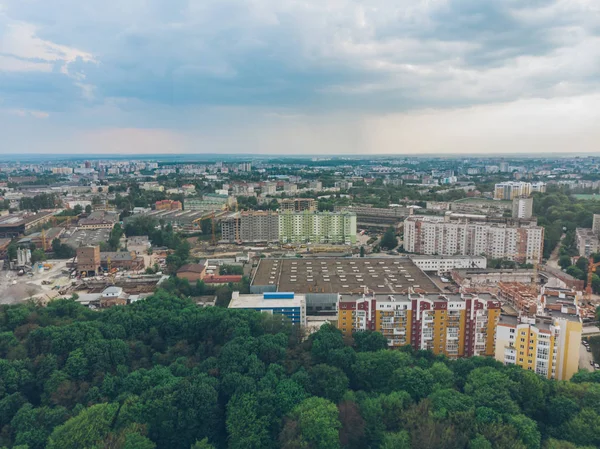 Вид Повітря Місто Похмура Погода Сірі Хмари — стокове фото