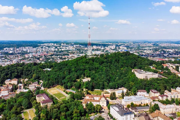 Vista Aerea Della Vecchia Città Europea Estate Lviv Ukraina — Foto Stock