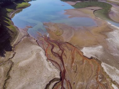 nehir kaynak. su kirliliği. üstten görünüm