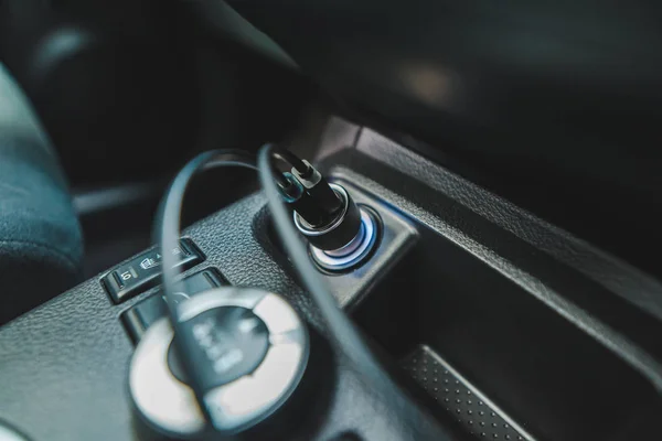 car charger in car close up. car travel concept