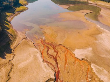 nehir kaynak. su kirliliği. üstten görünüm