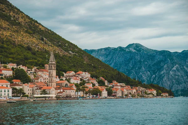 Vista Desde Mar Ciudad Perast Montenegro Vacaciones Verano — Foto de Stock