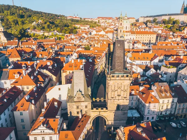 Old European Town Sunrise Aerial View — Stock Photo, Image