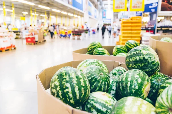 watermelons at store close up. grocery shopping