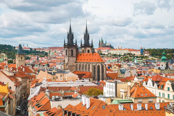 Prague Czech September 2018 Aerial View Prague People Walking Street — Stock Photo, Image