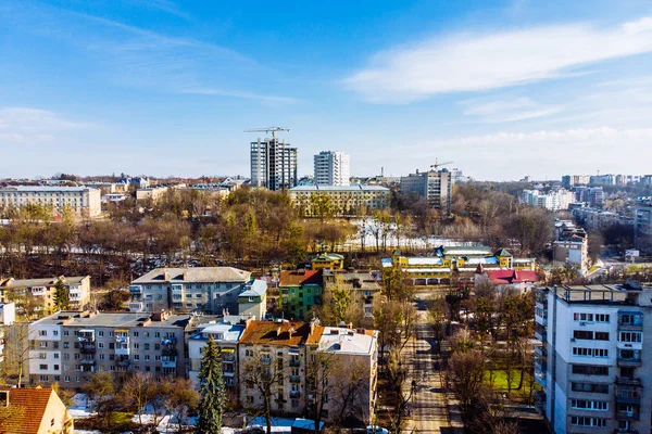 Зимовий Вид Європейське Місто Вид Очей Птахів — стокове фото