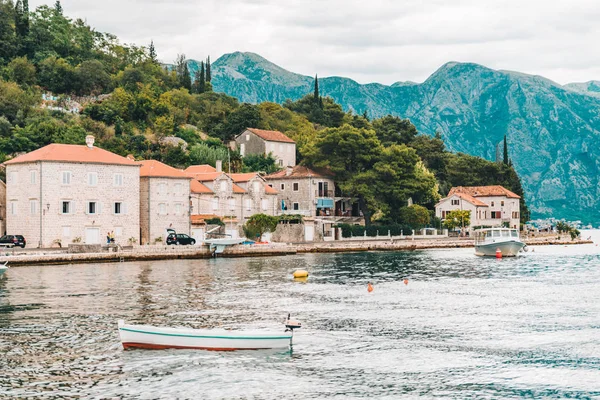 Schöne Aussicht Auf Peraststadt Montenegro Bedecktes Wetter — Stockfoto