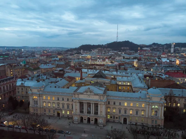 Bela Vista Panorâmica Antiga Universidade Europeia Centro Cidade Noite — Fotografia de Stock