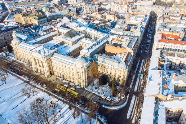 Πανοραμική Άποψη Της Παλιά Ευρωπαϊκή Πόλη Μέρα Του Χειμώνα Στο — Φωτογραφία Αρχείου