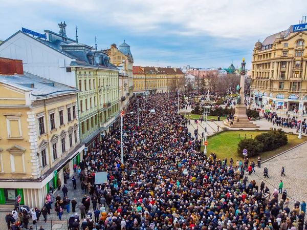 Lviv Ukrajna 2018 Április Felvonulás Nagy Kereszt Tömeg Sétál Templom — Stock Fotó