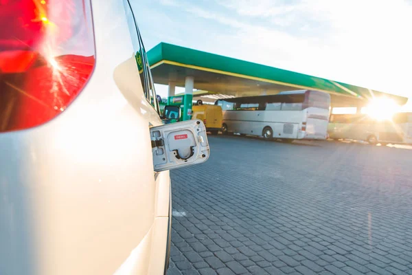 Gas Station Diesel Auto Lijn Brandstof Concept — Stockfoto