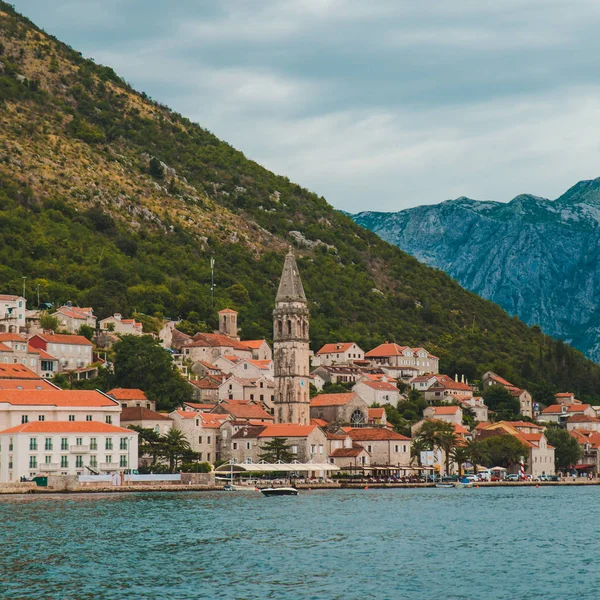 Vista Desde Mar Ciudad Perast Montenegro Vacaciones Verano — Foto de Stock