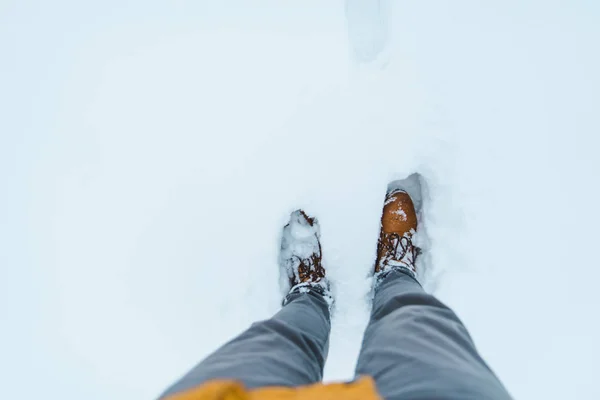 Pernas Neve Perto Acima Vista Aérea — Fotografia de Stock