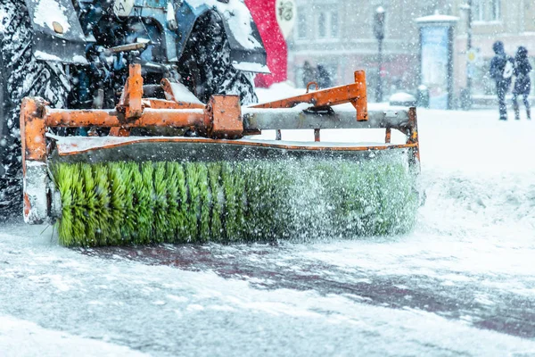 Quitanieves Cerca Limpieza Calle Concepto Nieve —  Fotos de Stock