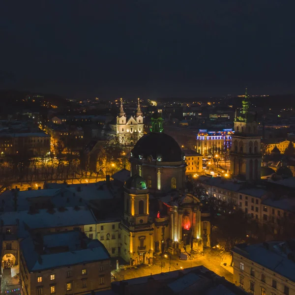 Вид Старі Європейські Церкви Вночі Стара Архітектура — стокове фото