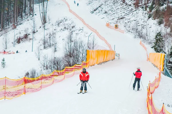 Bukovel Ukraine Dezember 2018 Sicht Des Skifahrers Wintersport Weihnachtsurlaub — Stockfoto