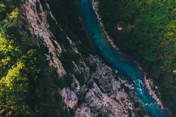 Letecký Pohled Horské Řeky Kaňonu Vymazat Azure Řeky Krásná Příroda — Stock fotografie