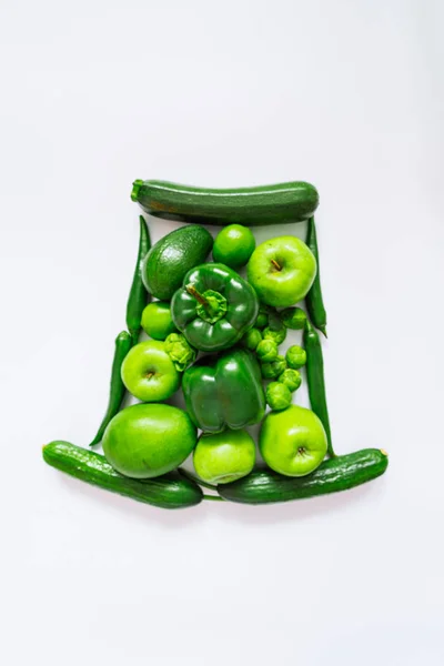 Green hat of green fresh fruits and vegetables for patrick day — Stock Image Green Hat Green Fresh Fruits Vegetables Patrick Day Stock Picture