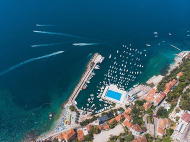 havadan görünümü herceg novi Karadağ sunny Beach. yaz tatili