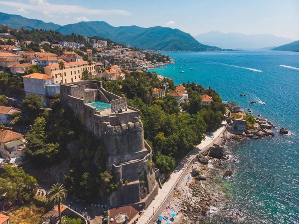 Vista Aerea Forte Mare Herceg Novi Montenegro Concetto Vacanza Estiva — Foto Stock
