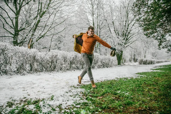 Homem Correr Para Conceito Ideia Primavera — Fotografia de Stock