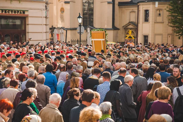 Lviv Ukrajna 2018 Október Vallási Körmenet Város Utcáin Szerzetesek Apácák — Stock Fotó