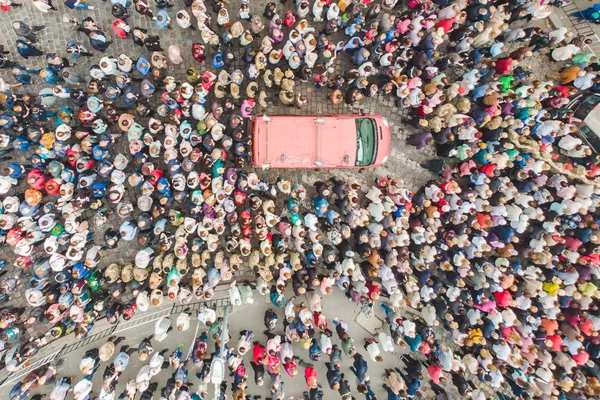 Львов Украина Октября 2018 Года Воздушный Вид Религиозное Шествие Улицам — стоковое фото