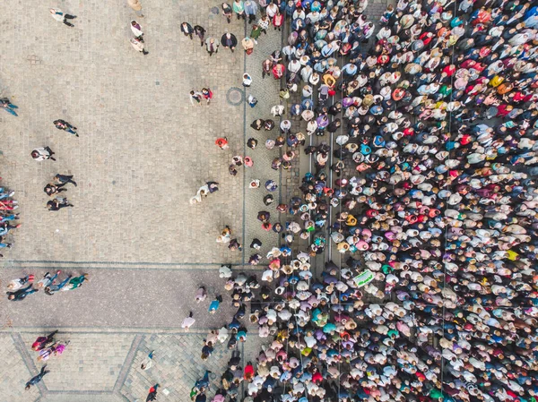Львов Украина Октября 2018 Года Воздушный Вид Религиозное Шествие Улицам — стоковое фото