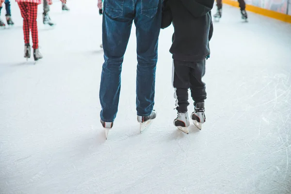 LVIV, UCRAINA - 3 febbraio 2019: persone che pattinano sulla pista da sci nel centro commerciale — Foto Stock