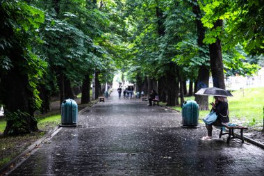 Şehir Parkı Yağmurlu hava bahar yaz saati