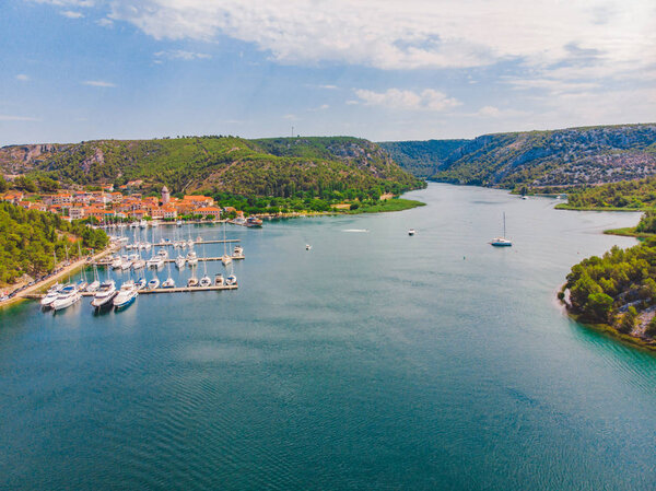 landscape view of skradin bay. summer time