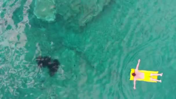 Hombre Nadando Agua Mar Azul Concepto Hora Verano — Vídeo de stock