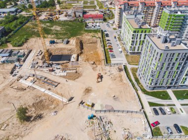 dairelerin şantiye havadan görünümü