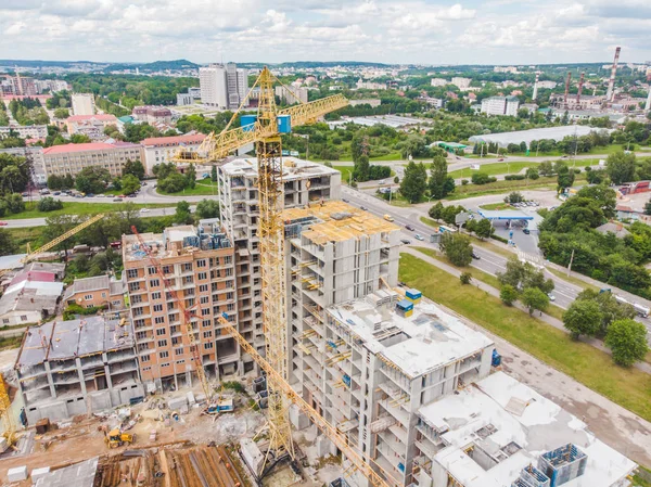 aerial view of apartment construction site