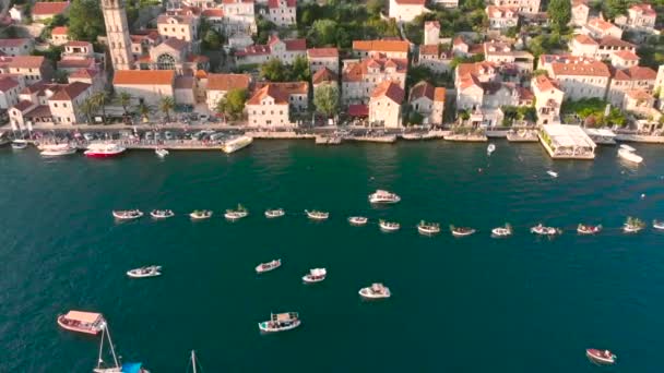 Režie Pohled Prázdninovou Slavnost Kotoru Perast City Černá Hora — Stock video