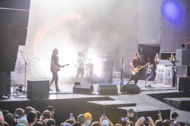 Lviv, Ukrayna - 18 Haziran 2019: okean elzy rock grubu konseri