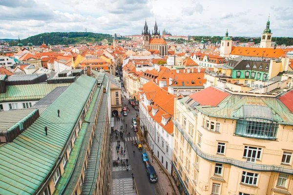Prague Czech September 2018 Aerial View City People Walking Street — Stock Photo, Image