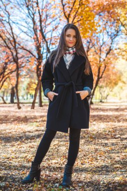 portrait of pretty woman autumn fashion