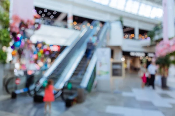 blurred picture out of focus shopping mall with escalator