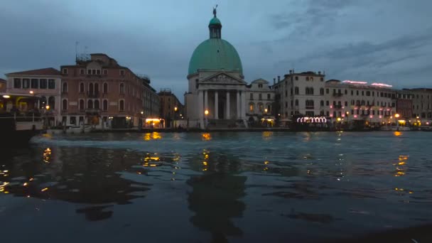 Vue Sur Église San Simeone Piccolo Grand Canal Soirée Vacances — Video