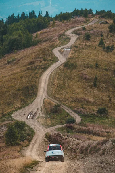 Hors Route Voyage Voiture Par Montagnes Haute Saison Automne Road — Photo