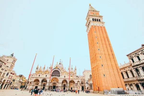 Venice Main City Square Campanile Tower Saint Marco Basilica Italy — стокове фото