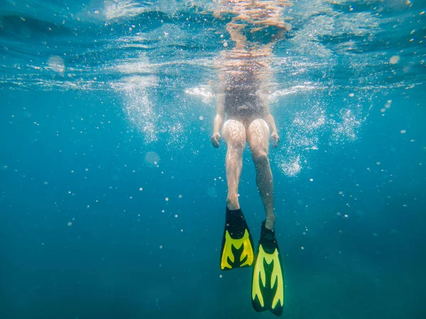 Vrouw Flipper Uitzicht Onderwater Strand Vakantie Zomer Seizoen — Stockfoto