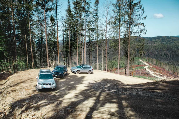 Coche Concepto Viaje Suv Conducción Por Carretera Campo Que Conduce — Foto de Stock