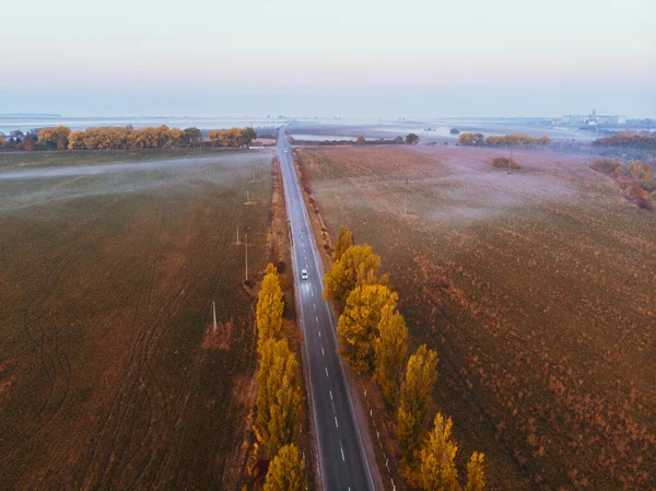 Luftaufnahme Der Herbstautobahn Wald Kopierraum — Stockfoto