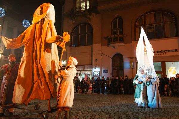 Lviv Ukraine Décembre 2017 Jeu Noël Naissance Christ Extérieur Sur — Photo