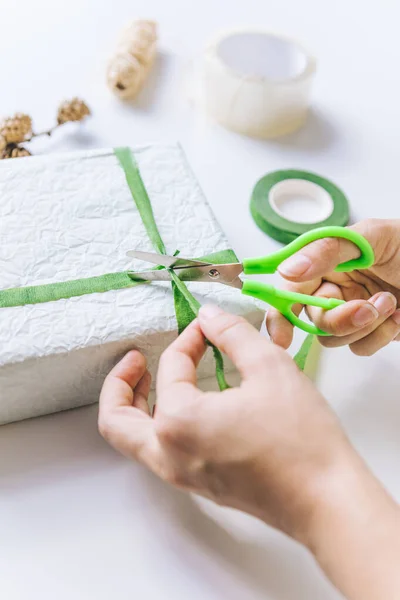 Emballage Boîte Cadeau Avec Papier Emballage Espace Copie — Photo