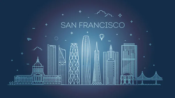 San Francisco city skyline tło wektor — Wektor stockowy