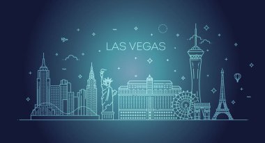 Las Vegas siluetinin manzara beyaz arka planda